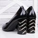 Туфли женские на широком каблуке лаковые Catarilla Польша черные, фото, интернет магазин Nanogu.com.ua