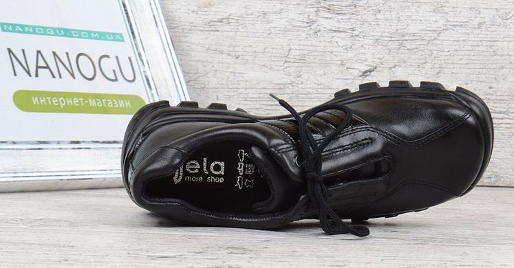 Купить Ботинки кожаные черные на шнуровке TM Jela Германия фото, в интернет-магазине обуви Nanogu.com.ua Днепр, Киев, Полтава, Чернигов, Харьков, Запорожье, Украина