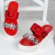 Шльопанці жіночі спортивні Gucci style червоні з камінням, фото, інтернет магазин Nanogu.com.ua
