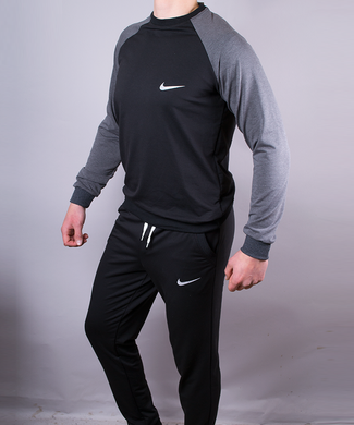 Купить Спортивный костюм мужской черный с серыми рукавами Nike фото, в интернет-магазине обуви Nanogu.com.ua Днепр, Киев, Полтава, Чернигов, Харьков, Запорожье, Украина