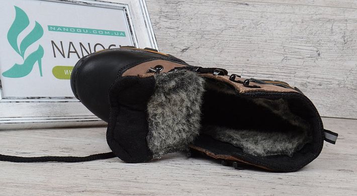 Купить Ботинки зимние кожаные на меху Ecco Gore-tex хаки фото, в интернет-магазине обуви Nanogu.com.ua Днепр, Киев, Полтава, Чернигов, Харьков, Запорожье, Украина