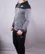 Спортивний костюм чоловічий Nike чорний з сірим на блискавці з капюшоном, фото, інтернет магазин Nanogu.com.ua
