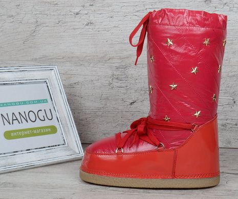 Купить Дутики женские луноходы термо Moon Boots Red самая теплая обувь фото, в интернет-магазине обуви Nanogu.com.ua Днепр, Киев, Полтава, Чернигов, Харьков, Запорожье, Украина