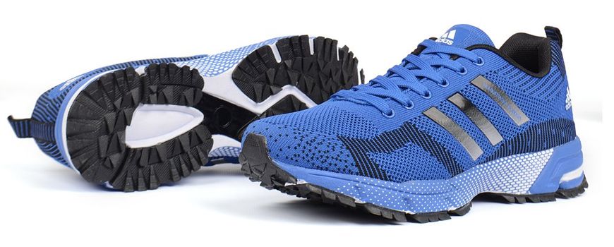 Купить Кроссовки мужские Adidas Marathon Flyknit Blue синие фото, в интернет-магазине обуви Nanogu.com.ua Днепр, Киев, Полтава, Чернигов, Харьков, Запорожье, Украина