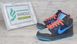 Кроссовки хайтопы кожаные прошитые Nike серые с синим и коралловым, фото, интернет магазин Nanogu.com.ua