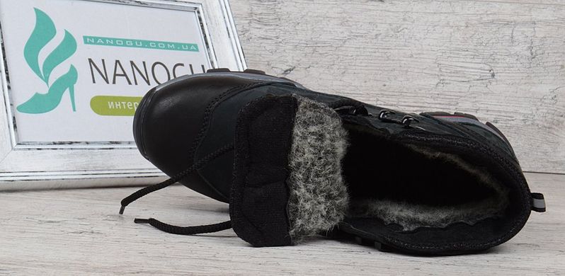 Купить Ботинки зимние кожаные на меху Ecco Gore-tex черные фото, в интернет-магазине обуви Nanogu.com.ua Днепр, Киев, Полтава, Чернигов, Харьков, Запорожье, Украина