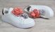 Кеды женские белые с текстильными цветами Love shoes Польша, фото, интернет магазин Nanogu.com.ua