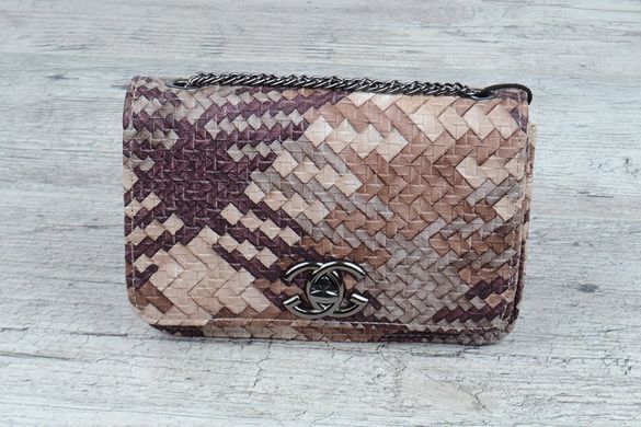 Купить Клатч женский платенный коричнево бежевый с цепью Chanel фото, в интернет-магазине обуви Nanogu.com.ua Днепр, Киев, Полтава, Чернигов, Харьков, Запорожье, Украина