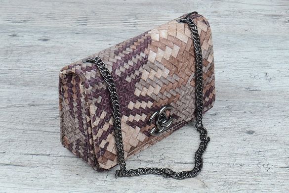 Купить Клатч женский платенный коричнево бежевый с цепью Chanel фото, в интернет-магазине обуви Nanogu.com.ua Днепр, Киев, Полтава, Чернигов, Харьков, Запорожье, Украина