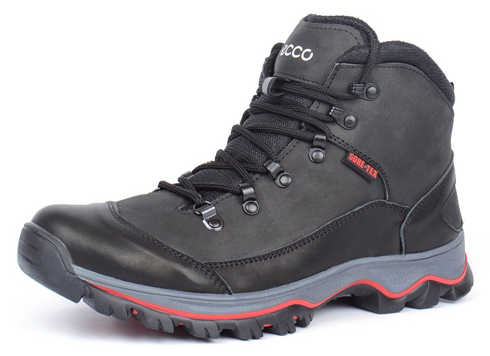 ᐉ  Ботинки мужские зимние кожаные на меху Ecco Gore-tex черные .