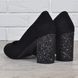 Туфли женские на широком устойчивом каблуке Loretta черные с глиттером, фото, интернет магазин Nanogu.com.ua