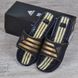 Шлепанцы мужские Adidas Black&Gold на липучке черные массажная стелька, фото, интернет магазин Nanogu.com.ua