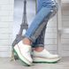 Туфлі жіночі на платформі Modus білі з зеленим зі шнурівкою, фото, інтернет магазин Nanogu.com.ua