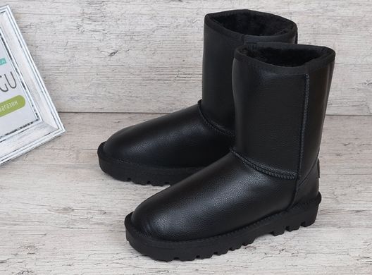 Купить Угги женские Ugg leather boots кожаные черные фото, в интернет-магазине обуви Nanogu.com.ua Днепр, Киев, Полтава, Чернигов, Харьков, Запорожье, Украина