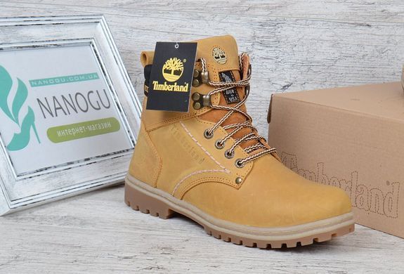 Купить Ботинки зимние кожаные Timberland yellow boots на меху фото, в интернет-магазине обуви Nanogu.com.ua Днепр, Киев, Полтава, Чернигов, Харьков, Запорожье, Украина
