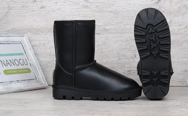 Купить Угги женские Ugg leather boots кожаные черные фото, в интернет-магазине обуви Nanogu.com.ua Днепр, Киев, Полтава, Чернигов, Харьков, Запорожье, Украина