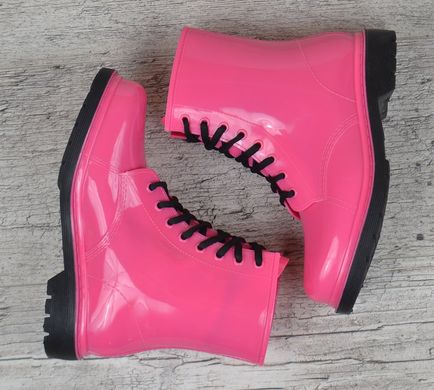 КупитиГумові чоботи жіночі завищені рожеві на шнурівці Pink Star фото, в інтернет-магазині взуття Nanogu.com.ua Дніпро, Київ, Полтава, Чернігів, Харків, Запоріжжя, Україна