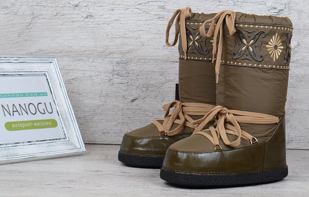 Купить Дутики женские луноходы термо Moon Boots Green самая теплая обувь фото, в интернет-магазине обуви Nanogu.com.ua Днепр, Киев, Полтава, Чернигов, Харьков, Запорожье, Украина