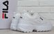Кросівки жіночі шкіряні зимові Fila Disruptor 2 White білі на хутрі, фото, інтернет магазин Nanogu.com.ua