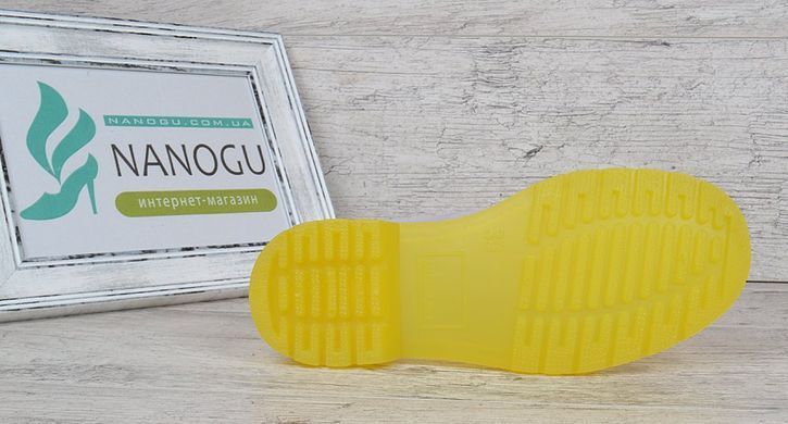 Купить Резиновые ботинки женские прозрачные с желтым Rain boot фото, в интернет-магазине обуви Nanogu.com.ua Днепр, Киев, Полтава, Чернигов, Харьков, Запорожье, Украина