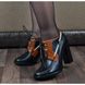 Ботинки женские на устойчивом каблуке, черные с коричневыми вставками «Broadway», фото, интернет магазин Nanogu.com.ua