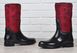 Гумові чоботи жіночі високі Lacoste style на блискавці чорні з червоним, фото, інтернет магазин Nanogu.com.ua