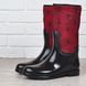 Гумові чоботи жіночі високі Lacoste style на блискавці чорні з червоним, фото, інтернет магазин Nanogu.com.ua