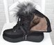 Дутики женские зимние ботинки Prima d'Arte с мехом енота на платформе черные, фото, интернет магазин Nanogu.com.ua