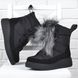 Дутики женские зимние ботинки Prima d'Arte с мехом енота на платформе черные, фото, интернет магазин Nanogu.com.ua