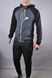 Спортивный костюм мужской Nike черный с серым черные плечи на молнии с капюшоном, фото, интернет магазин Nanogu.com.ua