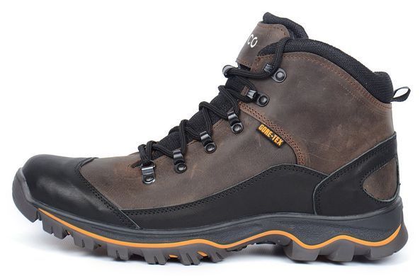 Купить Ботинки мужские зимние кожаные на меху Ecco Gore-tex хаки фото, в интернет-магазине обуви Nanogu.com.ua Днепр, Киев, Полтава, Чернигов, Харьков, Запорожье, Украина