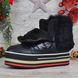 Дутики жіночі черевики на платформі з натуральної опушкою Ecstasy чорні, фото, інтернет магазин Nanogu.com.ua