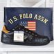 Кроссовки мужские кожаные U.S. polo assn черные на шнуровке, фото, интернет магазин Nanogu.com.ua