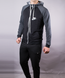 Спортивний костюм чоловічий Nike чорний сірі плечі на блискавці з капюшоном, фото, інтернет магазин Nanogu.com.ua