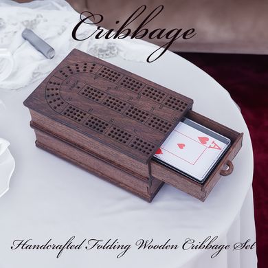 КупитиCribbage з ящиком для карт та фішок – преміальна якість з натурального дерева, компактний дизайн для подорожей і дому. Ручна розкладна дерев'яна настільна гра  фото, в інтернет-магазині взуття Nanogu.com.ua Дніпро, Київ, Полтава, Чернігів, Харків, Запоріжжя, Україна