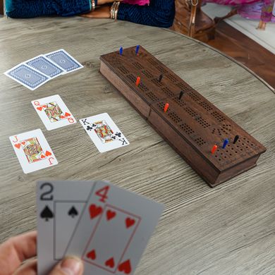 КупитиCribbage з ящиком для карт та фішок – преміальна якість з натурального дерева, компактний дизайн для подорожей і дому. Ручна розкладна дерев'яна настільна гра  фото, в інтернет-магазині взуття Nanogu.com.ua Дніпро, Київ, Полтава, Чернігів, Харків, Запоріжжя, Україна