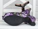 Босоножки женские на каблуке цветочный принт Italian dream черные с фиолетовым, фото, интернет магазин Nanogu.com.ua