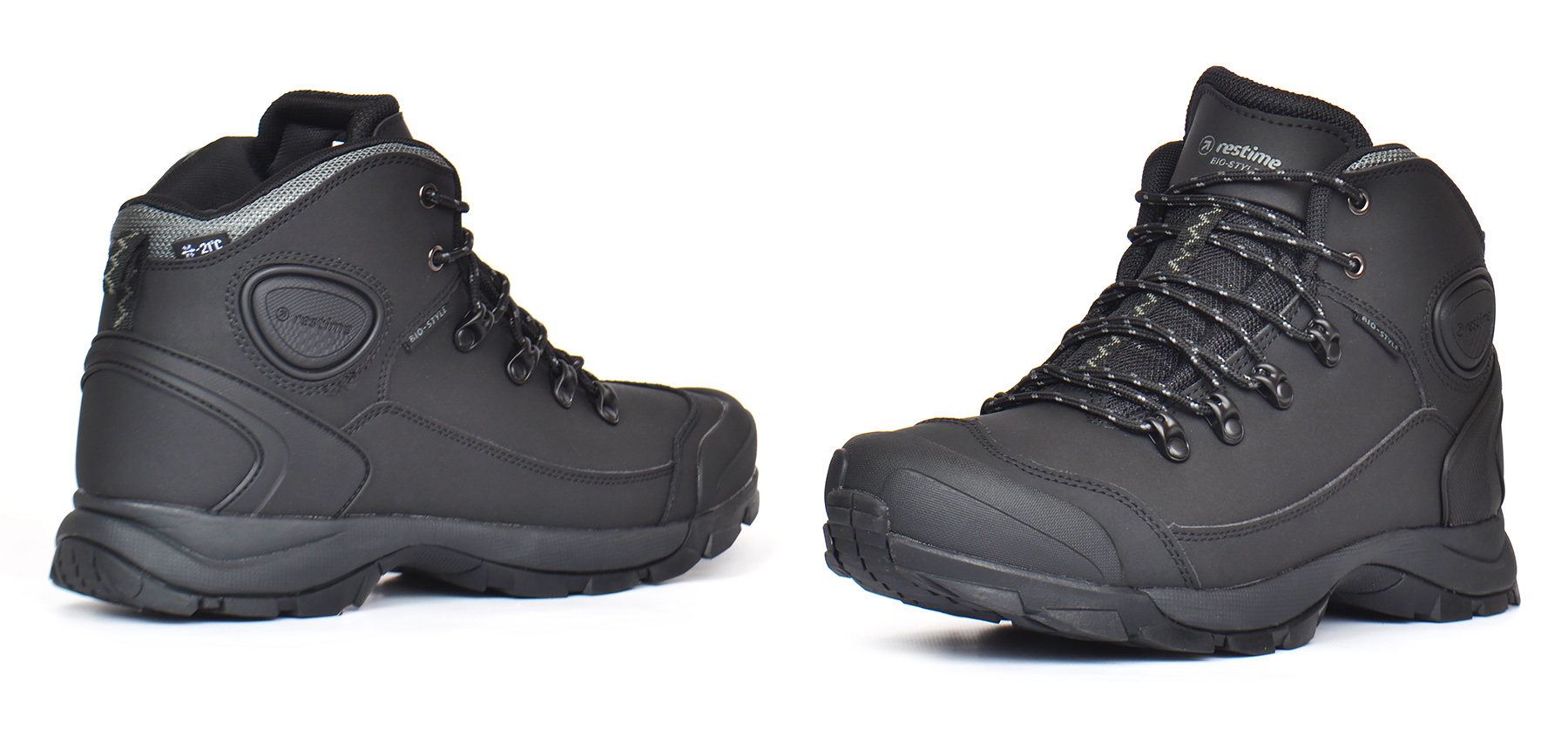 Мужские трекинговые кожаные термо ботинки с защитой носка Restime черные купить в Украине